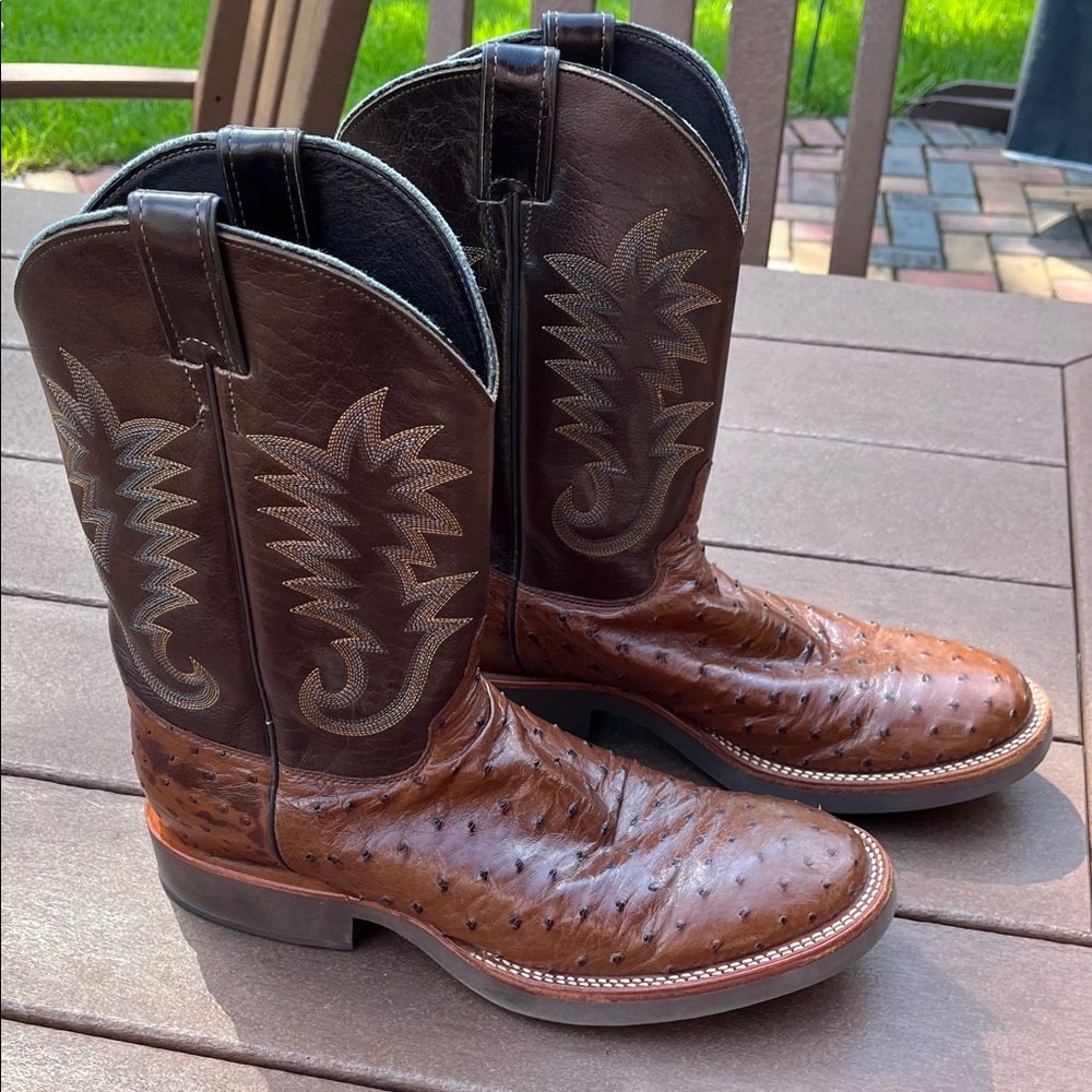 Justin ostrich full quill Dark Brown Western Boots